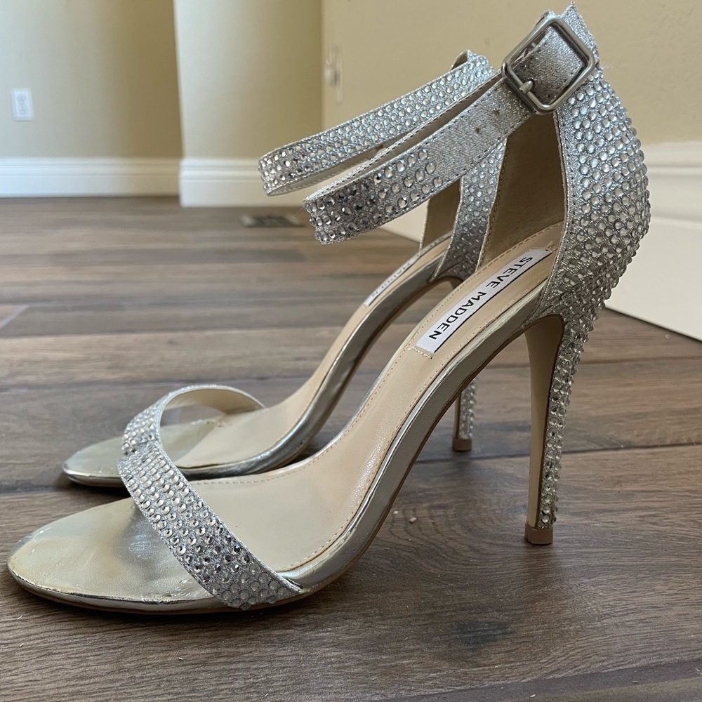 Steve Madden Rhinestone Sparkle Silver Heels